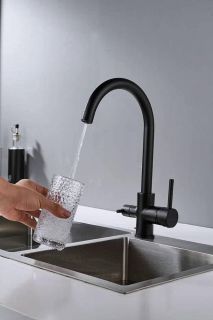 Смеситель для кухни Shevanik S128H с подключением фильтра чёрный