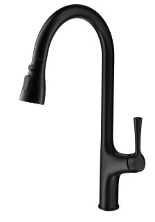 Смеситель для кухни Wonzon & Woghand WW-AE54123-MB с выдвижным изливом чёрный матовый