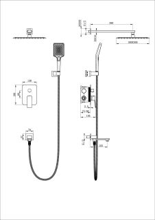 Душевой комплект Wonzon & Woghand Diamond WW-88939011-CR хром