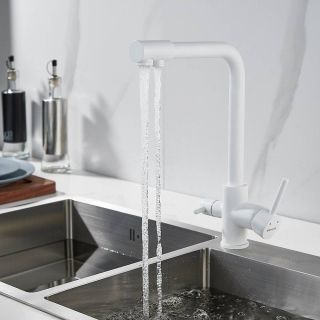 Смеситель для кухни Shevanik S328C с подключением фильтра белый