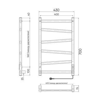 Полотенцесушитель электрический Indigo Element LCEEPF70-40BRRt 70x40 см чёрный муар