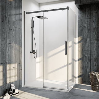 Душевой уголок Veconi Rovigo RV-070GR, 1600х1000х1950, брашированный графит, прозрачное стекло