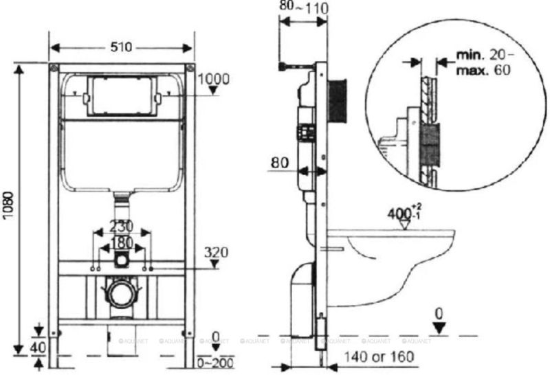 Инсталляция для унитаза Aquanet AQ-PRO 346762