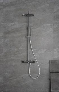 Душевая система с термостатом AltroBagno Intento 030421 GrNe серый/черный