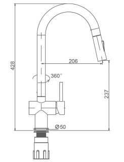 Смеситель для кухни Splenka S204.49.06 с выдвижным изливом чёрный