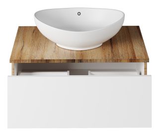 Подвесная тумба под раковину Misty Ива 80см белый/дуб Вотан