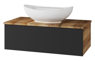 Подвесная тумба под раковину Misty Ива 90см графит/дуб Вотан