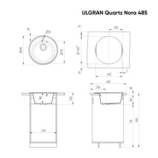Кухонная мойка Ulgran Quartz Nora 485-07 уголь