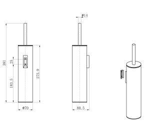 Туалетный ёршик в комплекте Wonzon & Woghand WW-V4601-GM тёмный графит