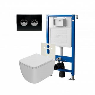 Комплект унитаза с инсталляцией Point Элемент PN48312BC с сиденьем Микролифт