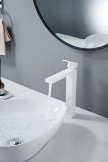 Смеситель для раковины высокий Knotlor KN-24/WY, белый