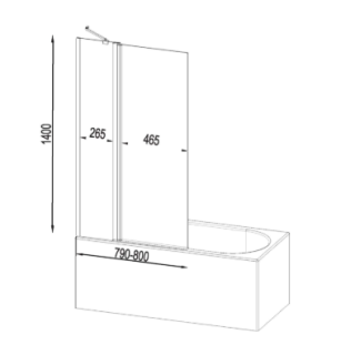 Шторка для ванны Am.pm GEM W90BS-D3W5-140CT 80x140