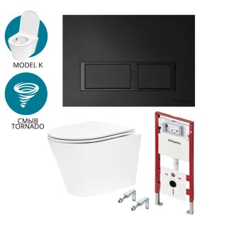 Комплект для установки подвесного унитаза с панелью смыва TECEspring K K401204WCK чёрный матовый