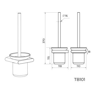 Ершик для унитаза Knotlor TB101BL, черный