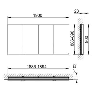 Зеркальный шкаф для ванны Keuco Royal Modular 800400191000000 190 см