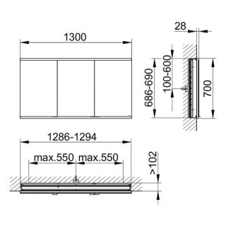 Зеркальный шкаф Keuco Royal Modular 800300130000300 130 см