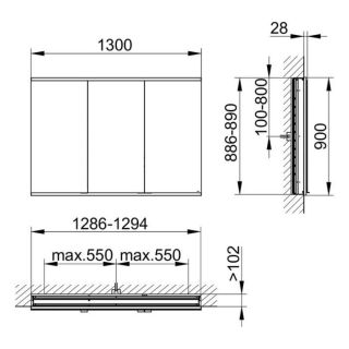 Зеркальный шкаф Keuco Royal Modular 800310131000300 130 см