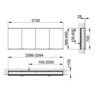 Зеркальный шкаф Keuco Royal Modular 800410210100500 210 см