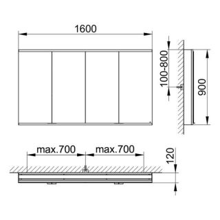 Зеркальный шкаф Keuco Royal Modular 800411161000400 160 см