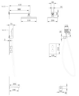 Душевая система ABBER Weiss Insel AF8050W с термостатом белый