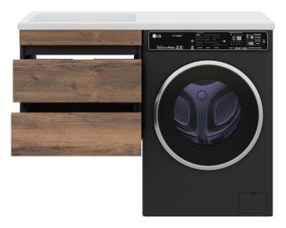 Подвесная тумба раковину Misty Коломбо под стиральную машину 60см дуб Галифакс/антрацит