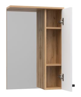 Зеркальный шкаф Misty Крафт 50см правый белый/дуб крафт золотой