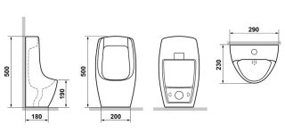 Писсуар подвесной Laguraty 507 A выпуск вертикальный с датчиком белый