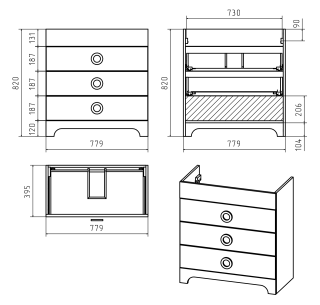 Напольная тумба под раковину Misty Лейла 80см белый