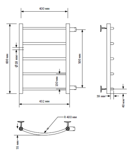 Полотенцесушитель водяной Indigo Arc LASW60-40-б/п-50 60x40 см хром
