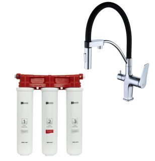 Смеситель для кухни Lemark LM3074C085 в комплекте с фильтром Basic для очистки воды от хлора и вредных примесей хром