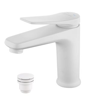 Смеситель для раковины Lemark Bronx LM3706MW с донным клапаном белый