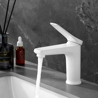 Смеситель для раковины Lemark Bronx LM3706MW с донным клапаном белый