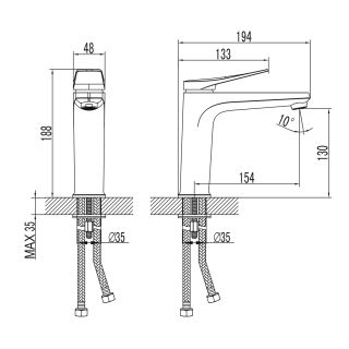 Смеситель для раковины Lemark Bronx LM3737MW с донным клапаном белый