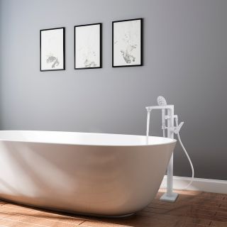 Напольный смеситель для ванны Lemark Bronx LM3744MW белый