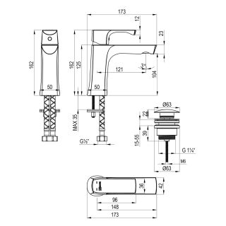 Смеситель для раковины Lemark Ursus LM7206BG с донным клапаном брашированное золото