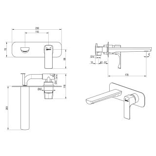 Встраиваемый смеситель для раковины Lemark Ursus LM7226BG брашированное золото