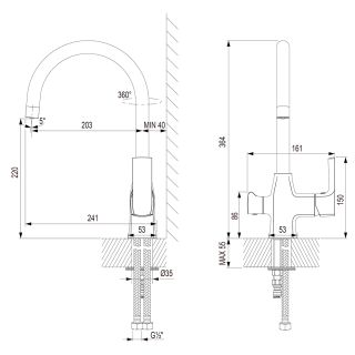 Смеситель для кухни Lemark LM7261BL085 в комплекте с фильтром Basic для очистки воды от хлора и вредных примесей чёрный