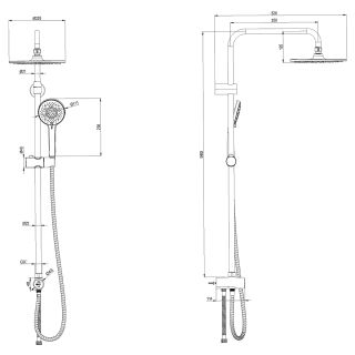 Душевой гарнитур Lemark для душа LM8809BL без смесителя с верхней душевой лейкой