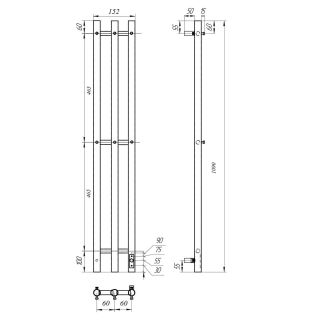 Полотенцесушитель электрический APEXTERMO Luna LN10112BM 1100x120 с крючками черный матовый