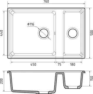 Мойка кухонная GranFest LEVEL LV-760K кашемир