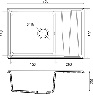 Мойка кухонная GranFest LEVEL LV-760L серый