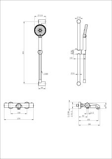 Смеситель для ванны с душевым гарнитуром Wonzon & Woghand WW-C2006-A-CR с термостатом хром