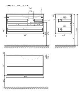 Подвесная тумба под раковину Sancos Marmi 2.0 MR2.0100REG правая 99см дуб галифакс натуральный