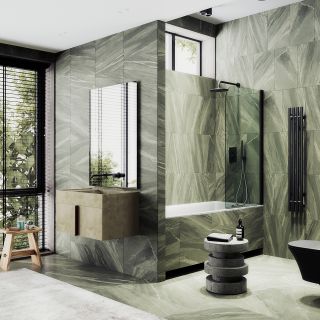 Шторка на ванну MaybahGlass MGV-598-6 60см чёрный