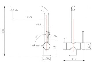 Смеситель для кухни Milacio Ultra MCU.558.GD под фильтр с краном для питьевой воды брашированное золото