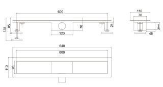 Душевой лоток РМС ТЛ-03-60х7 60см нержавеющая сталь