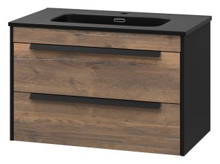 Подвесная тумба под раковину Brevita Monsour MON-09080-0102Я 80см дуб Галифакс олово/чёрный кварц