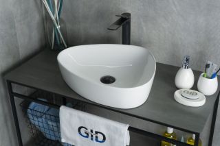 Раковина Gid N9386 51139 накладная белая 50x40x12