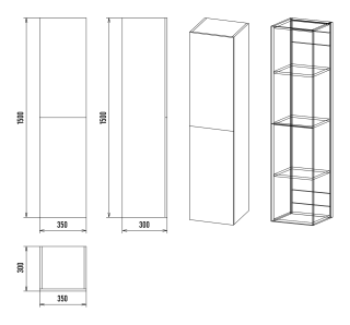 Подвесной шкаф - пенал Misty Ненси 35см универсальный серый