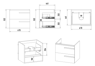 Подвесная тумба под раковину Misty Ненси 70см белый